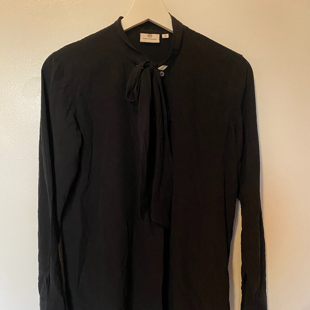 Black Silk AG Blouse with neck bow